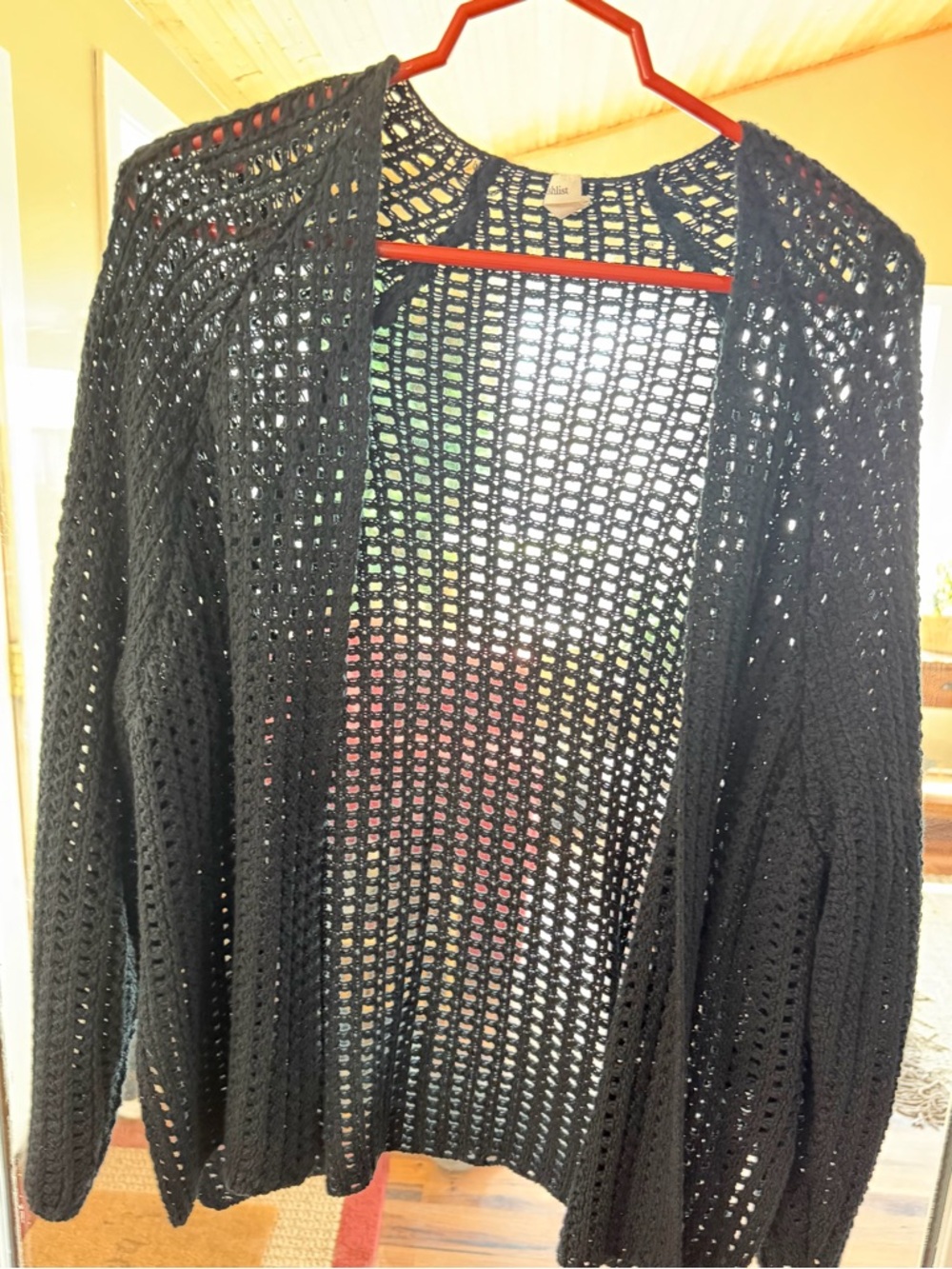 Wishlist Open-Knit Black Womens Cardigan